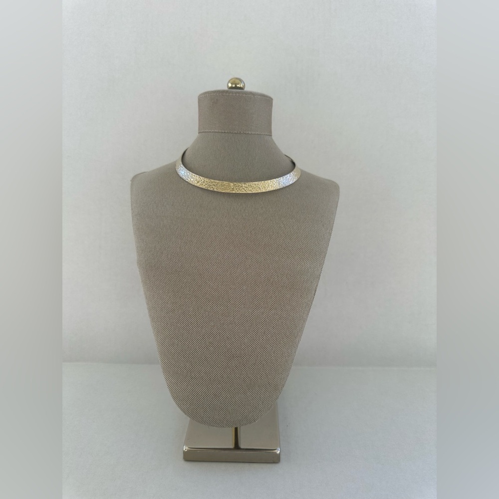 Gold Tone Hammered Torque Choker Necklace